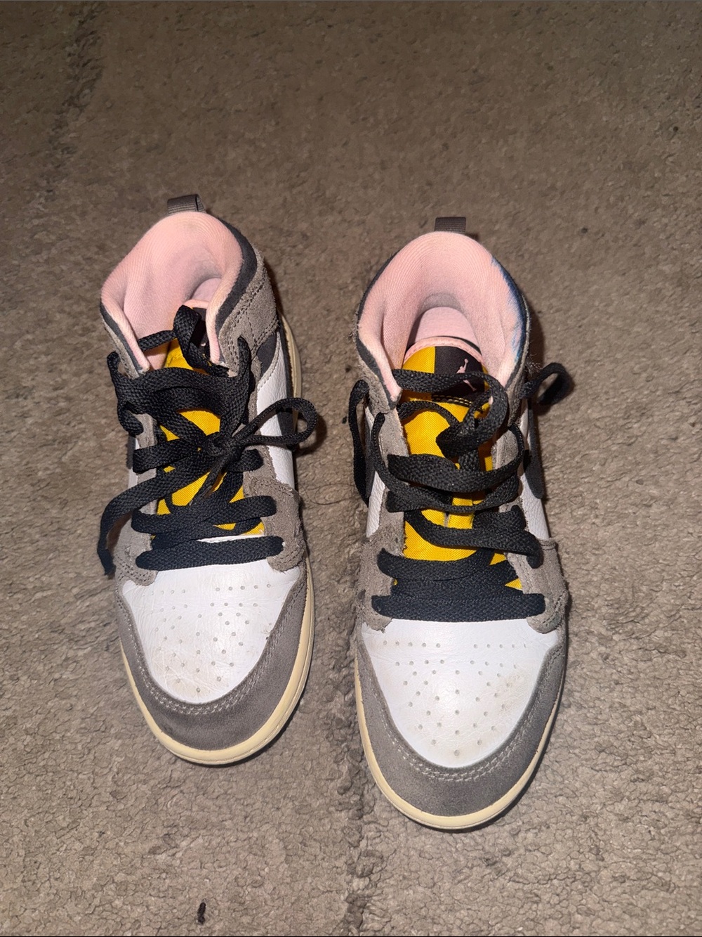 Jordan Gray, White & Black High-Top Sneakers with Pink Trim - Picture 2 of 2